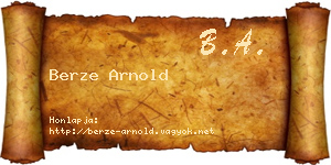 Berze Arnold névjegykártya